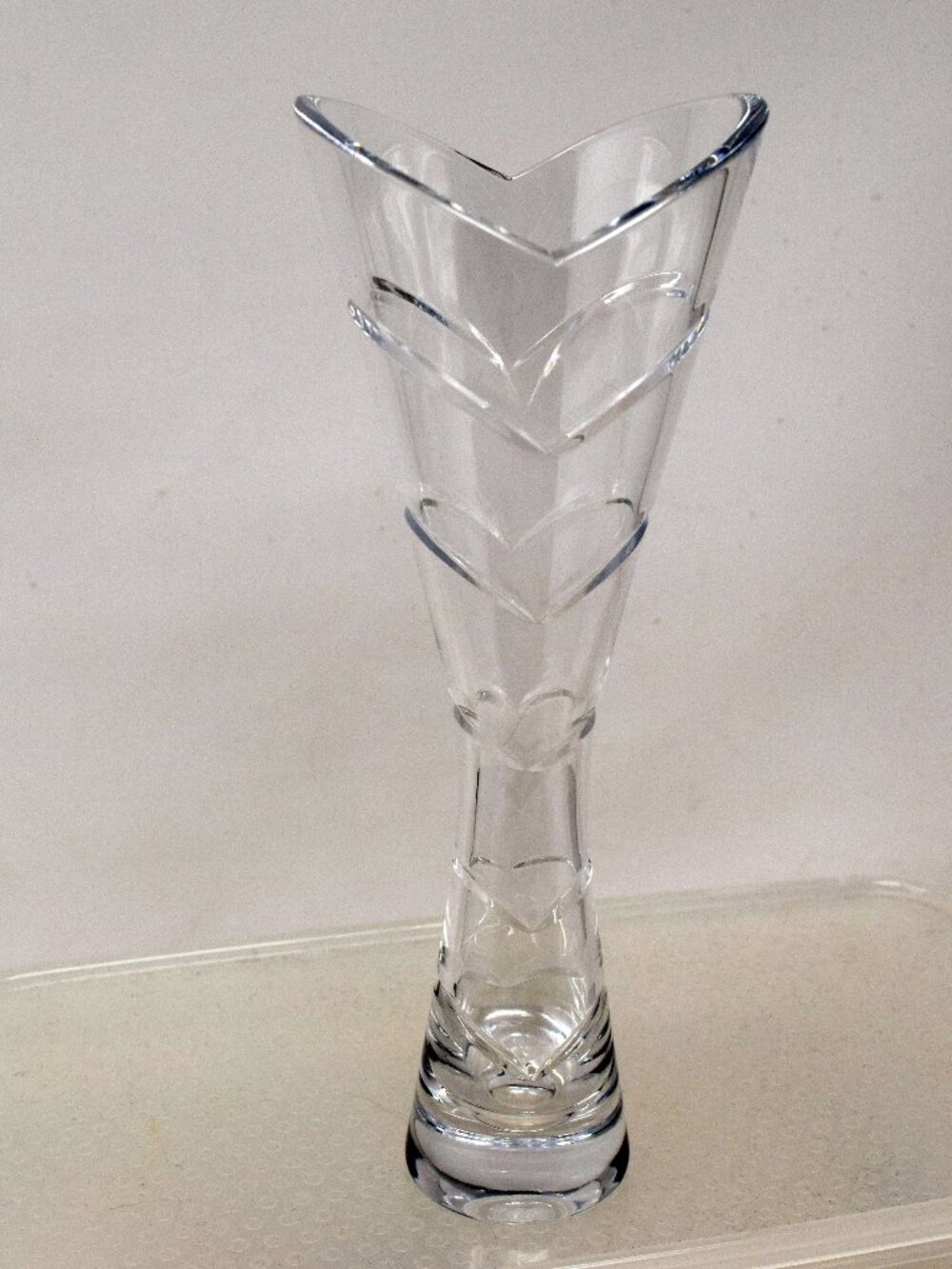 Nambe Crystal Victory Vase Heart Mermaid Tail Bud Clear Elegant Sweetheart 90s
